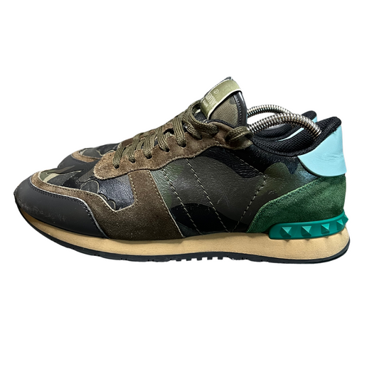 Valentino Camouflage Rockrunner Sneaker (Green)