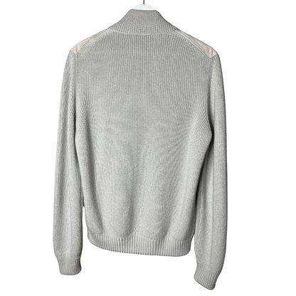 Gran Sasso Wool and Alcantara Full-Zip Sweater (Beige)